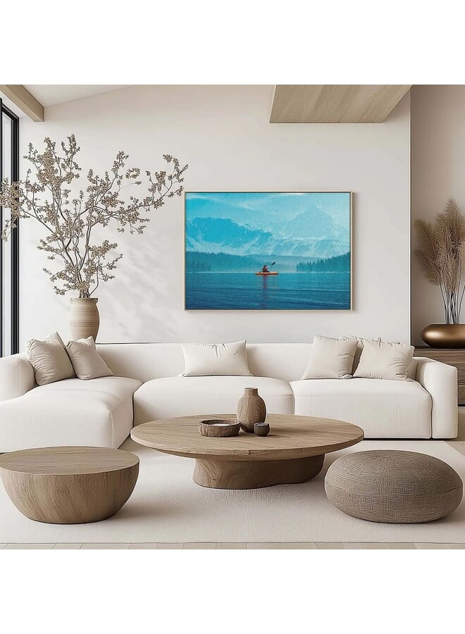 Home Gallery Woman Kayaking Into A Lake With Mountains Canvas Wall Art  - Image 2