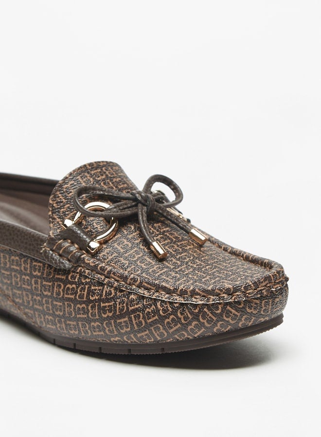 Flora Bella By Shoexpress Logo Print Slip On Mules with Wedge Heels and Bow Accent  - Image 5