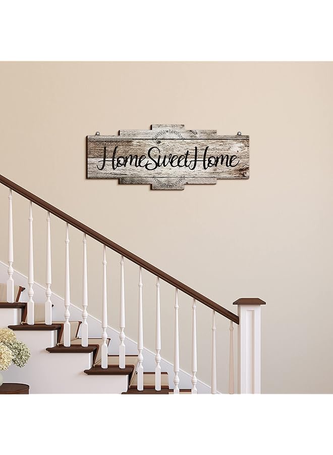 erorex Home Sweet Home Sign Rustic Wood Home Wall Decor Large Farmhouse Home Sign Plaque Wall Hanging Wooden Sign For Bedroom Living Room Wall Wedding Decor Grey - Image 4