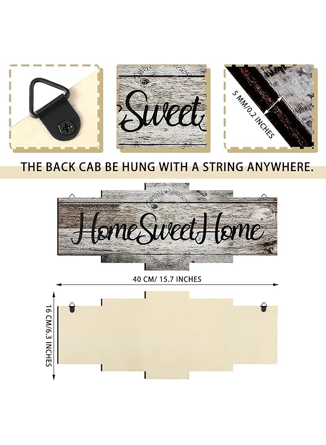 erorex Home Sweet Home Sign Rustic Wood Home Wall Decor Large Farmhouse Home Sign Plaque Wall Hanging Wooden Sign For Bedroom Living Room Wall Wedding Decor Grey - Image 2