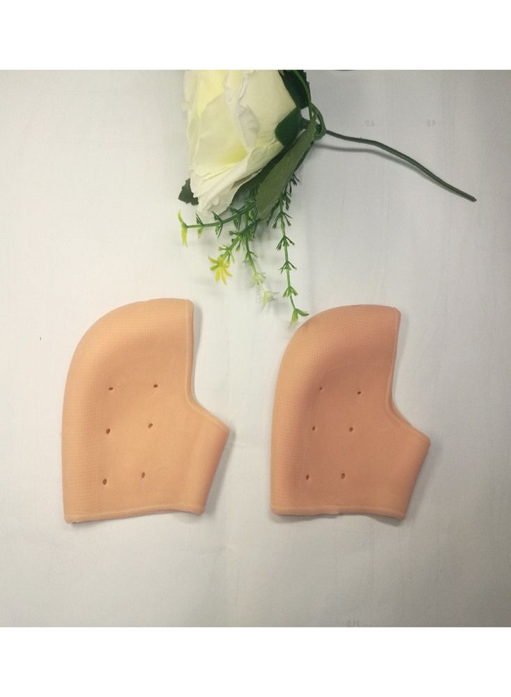 1 Pair Silicone Gel Heel Guard Support Foot Care Protectors Pain Relief for Plantar Spur Cracked Heels Beige - Image 2