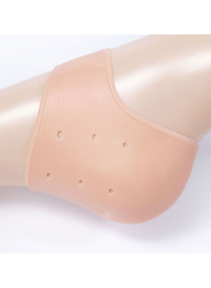 1 Pair Silicone Gel Heel Guard Support Foot Care Protectors Pain Relief for Plantar Spur Cracked Heels Beige - Image 3