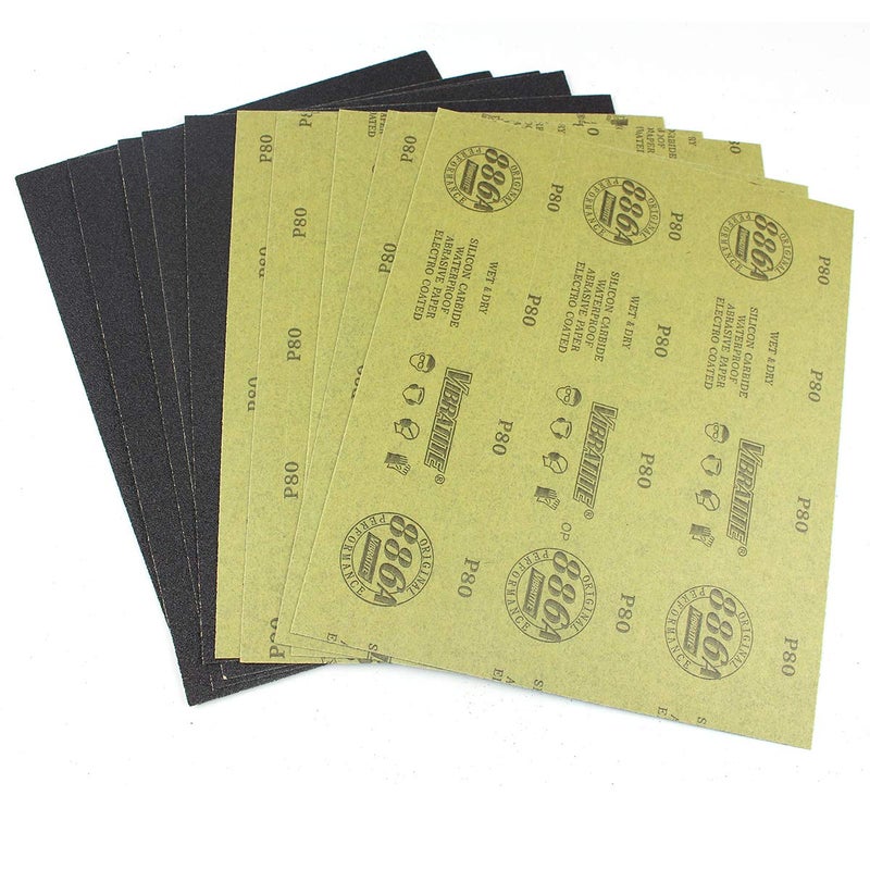 MAXAMN 80 Grit Sandpaper Wet Dry Sandpaper Sheets 9 x 11 Inches Silicon Carbide Abrasive Sand Paper for Wood Furniture Finishing Metal Sanding Automotive Polishing DIY Projects 10 Sheets