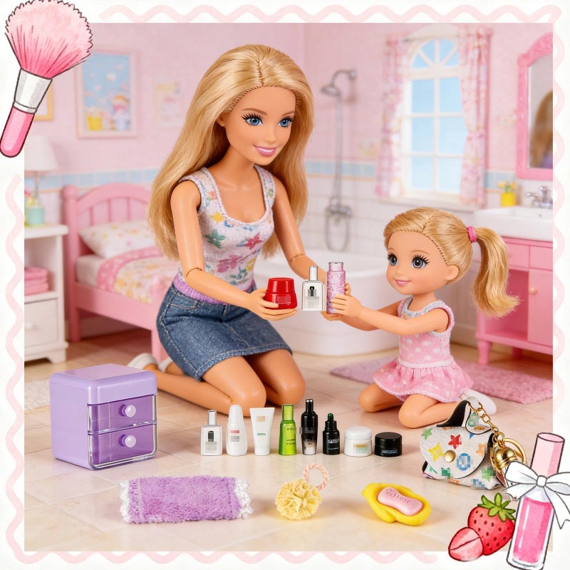 GALAOMA 72Pcs Dollhouse Mini Jewelry Storage Case Handbag Towel Cosmetic Set Bathroom Acessories Toothbrush Shampoo Perfume Hair Dryer Comb Purse Decor DIY Doll Backpack Girl Micro Scene - Image 4