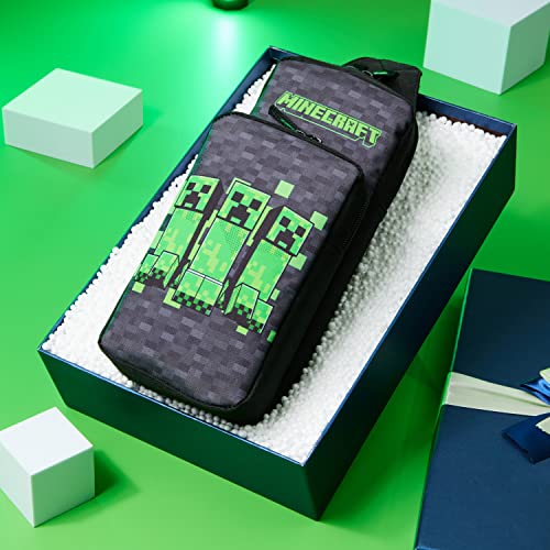 Minecraft Kids Crossbody Bag, Travel Shoulder Bag with Adjustable Strap, School, Fashion, Official Merchandise Black/green - Image 2