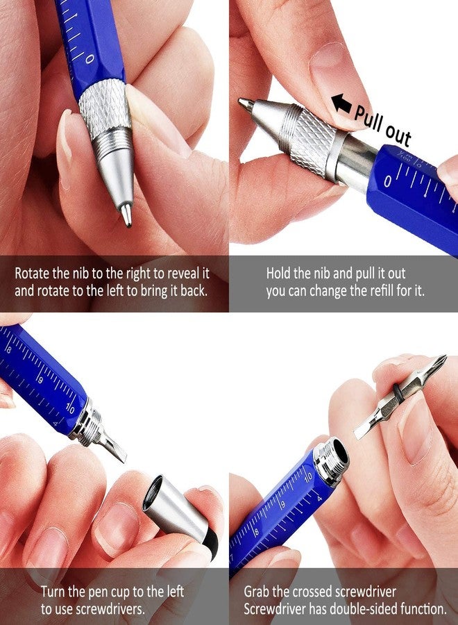 ROKTRY Gift Pen for Men 6 in 1 Multitool Tech Tool Pen Screwdriver Pen with Ruler, Levelgauge, Ballpoint Pen and Pen Refills, Unique Gifts for Men, 1 Pack - Image 5