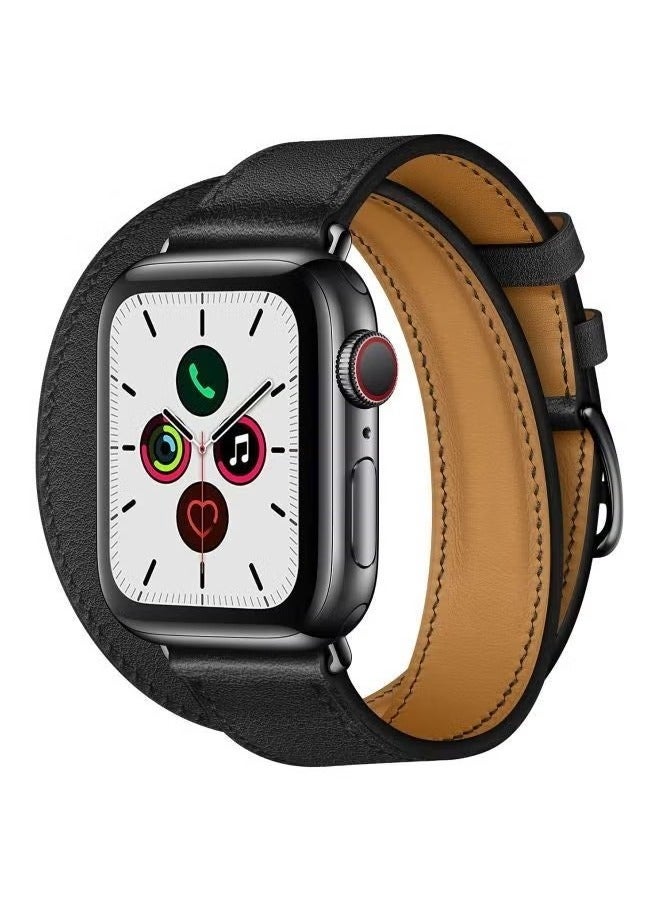 vesus Double Tour Replacement Band For Apple Watch Series 5/4/3/2/1 44/42mm Black/Brown