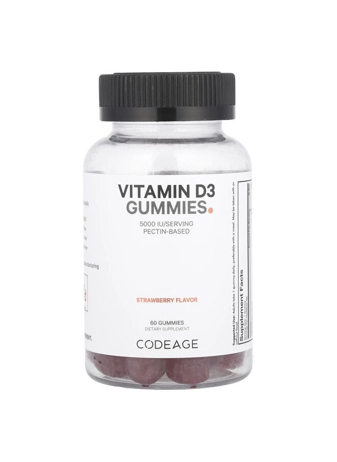Codeage Vitamin D3 Gummies, Strawberry, 5,000 IU, 60 Gummies  - Image 2