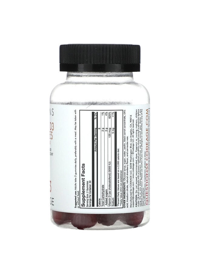Codeage Vitamin D3 Gummies, Strawberry, 5,000 IU, 60 Gummies  - Image 3
