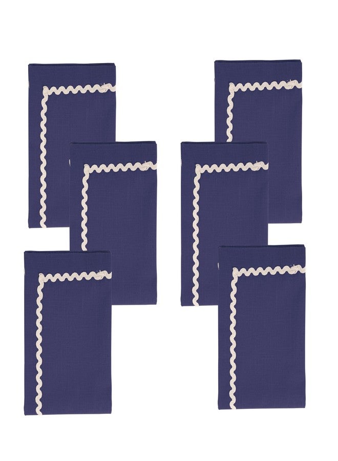 FINGERCRAFT Cloth Napkins High GSM Cotton, Set of 6, Premium Quality Mitered Corners with Scallop Lace for Home, Party, Wedding, Christmas, Good Absorbency Washable Napkins Cloth Navy Easter Color - Image 2
