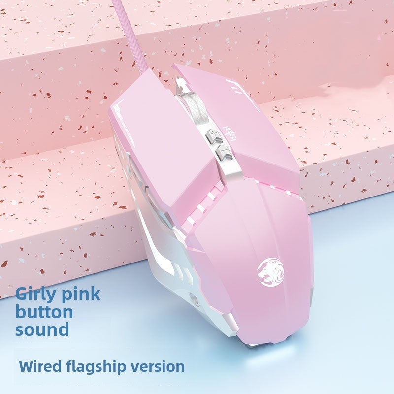 Wired Gaming Mouse Silent Mechanical OfficeGirl powder [key sound] Wired G9 