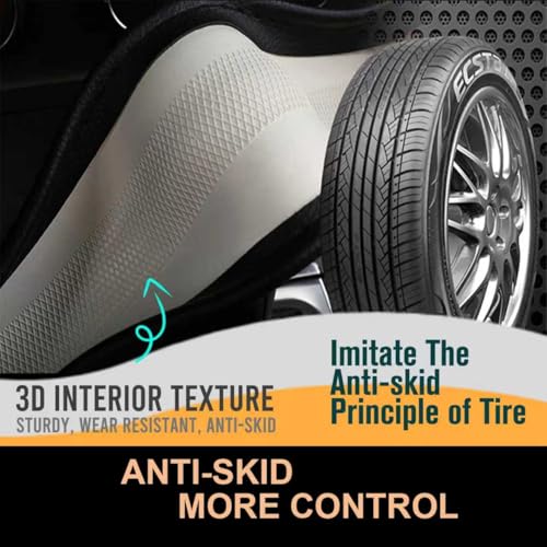 PINCTROT Nappa Leather Steering Wheel Cover for Tesla Model Y/3 Highland/Juniper, D Shaped 14 Inch Small Sized with Breathable Perforation, Fit Like Gloves, Flat Bottom 14 Inch(Nappa Black) - Image 5