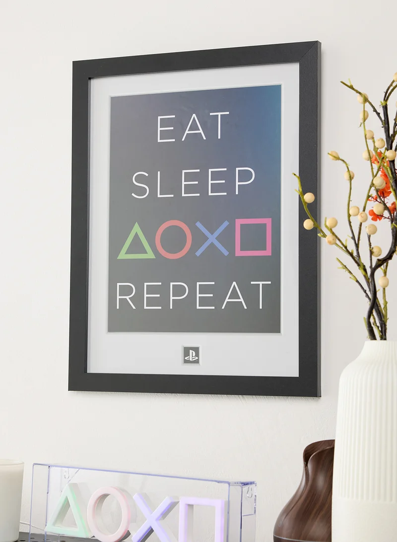 ABYstyle Playstation Framed Print Eat Sleep Repeat 30X40