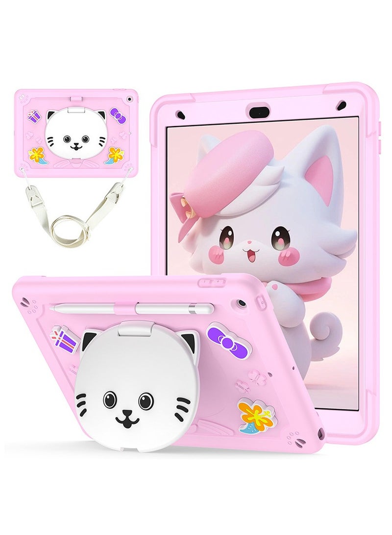 Case for iPad 9th/8th/7th Generation iPad Case 9th Generation Kids Girls with Pencil Holder, Strap, 180° Foldable Kickstand, Shockproof Protective iPad 10.2-inch Released in 2021/2020/2019