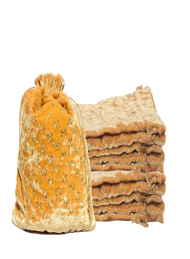 Dulhan Royal Velvet Potli Bags for Women - Pack of 10 | Bridal Potli Purse for Wedding | Ethnic Jewellery Pouch | Batwa Bag for Haldi, Mehndi & Puja | Handcrafted Velvet Clutch Wristlet for Women & Girls - Image 1