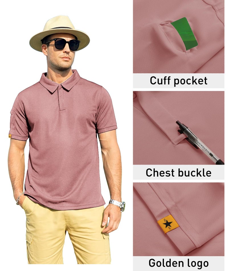ZITY Mens Polo Shirt Short Sleeve Sports Tactical T-Shirt Athletic Golf Polos Daily Casual Stylish Collared Shirts for Men Ash Pin XX-Large - Image 2