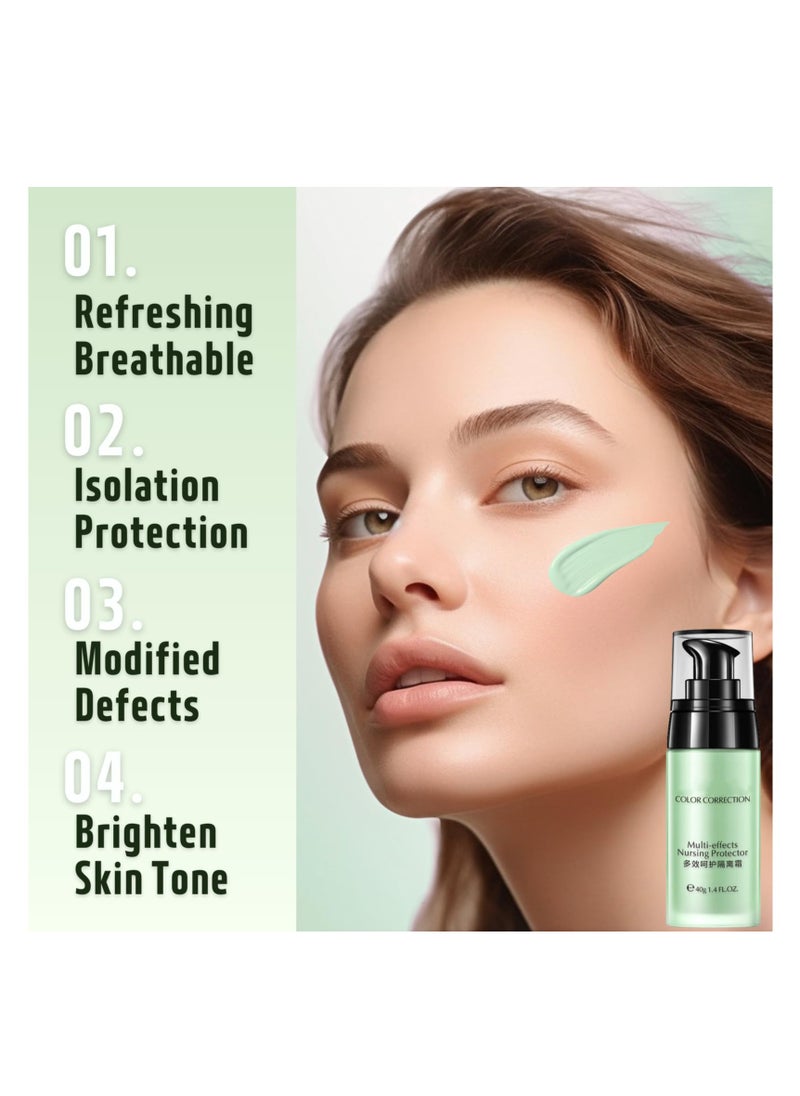 Excefore - Anti-redness Face Primer, 40g Green Colour Corrector, Make up Primer for Red & Blemished Skin, Moisturising Foundation Base, Brighten Skin Tone, Grips Makeup To Last, Hydrating Isolation Cream - Image 1