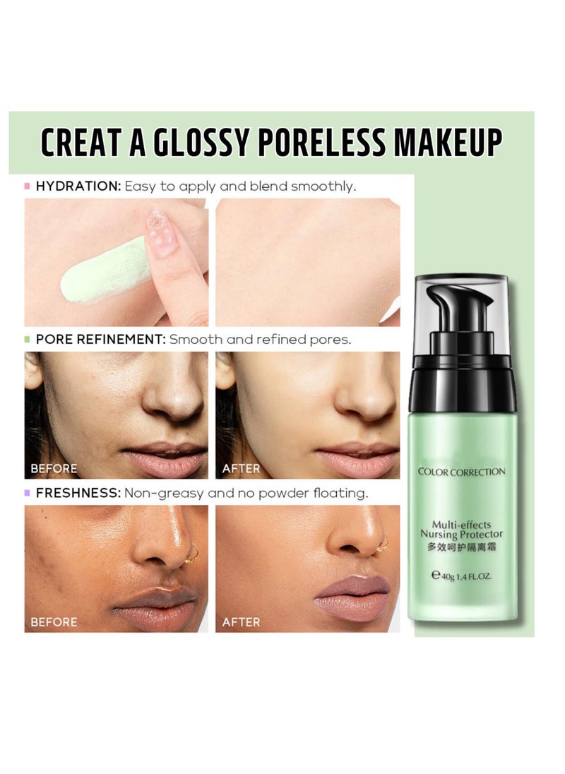 Excefore - Anti-redness Face Primer, 40g Green Colour Corrector, Make up Primer for Red & Blemished Skin, Moisturising Foundation Base, Brighten Skin Tone, Grips Makeup To Last, Hydrating Isolation Cream - Image 1