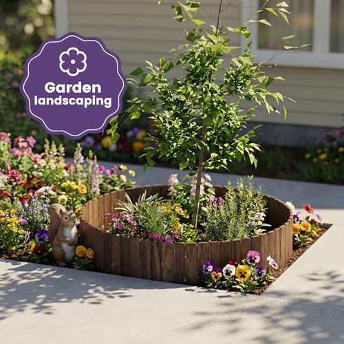 Wieghda Garden Wooden Fence Edging Burnt Wood Finish Fir WoodOutdoor Lawn Landscape Border 1 787 Height - Image 3
