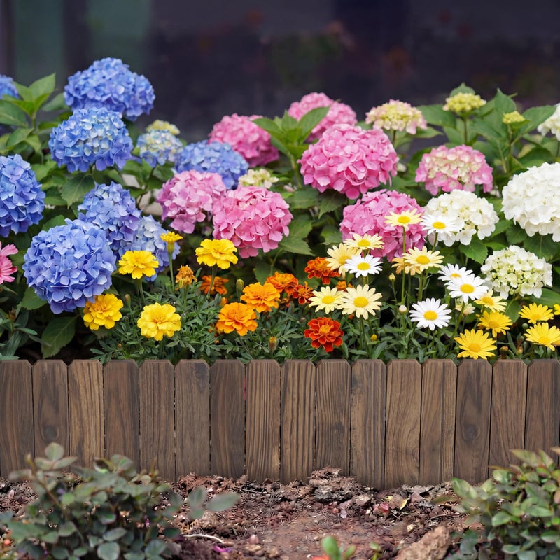 Wieghda Garden Wooden Fence Edging Burnt Wood Finish Fir WoodOutdoor Lawn Landscape Border 1 787 Height - Image 2