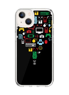 Classic Clear Case for Apple iPhone 15 Hybrid Soft Case Flexible Edges Anti Drop TPU PC Gel Thin Transparent Cover [ Designed for Apple iPhone 15 ] - Convergence (Black) Full Print