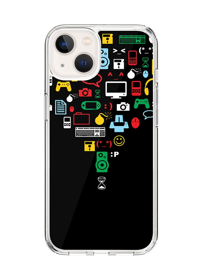 Stylizedd - Classic Clear Case for Apple iPhone 15 Hybrid Soft Case Flexible Edges Anti Drop TPU PC Gel Thin Transparent Cover [ Designed for Apple iPhone 15 ] - Convergence (Black) Full Print - Image 1