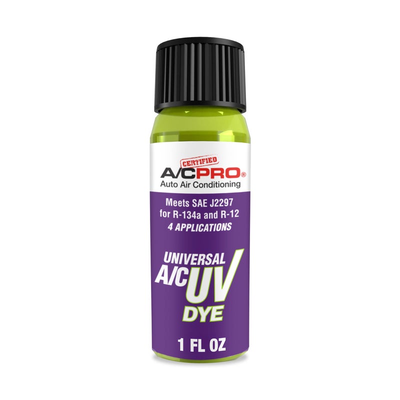 A/C Pro Certified A/C Pro Car Air Conditioner Leak Detector Dye, Detection UV Dye Detects Leaks in R-12 and R-134A Condition Systems, 1 Oz - Image 1