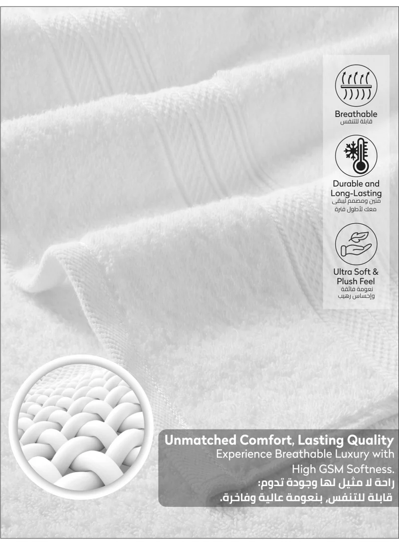 Donetella white Premium 100 % Combed Cotton 4-Pcs Hand Towel Set (50 X 90 CM) 600 GSM Super Soft Hand Towel, Highly Absorbent, Quick Dry,Best Towel for Bathroom, Spa And Hotel,White  | Best Price UAE