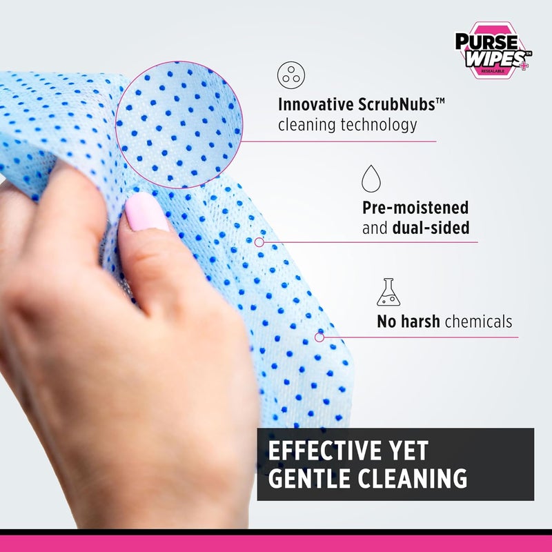 SneakERASERS : PurseWIPES Sponge Purse Cleaner Wipes - Portable Leather Wipes for Bags, Purses, and Backpacks, Dirt and Scuff Remover with Innovative ScrubNubs, Perfect for Quick Cleaning, 4-Pack - Image 3