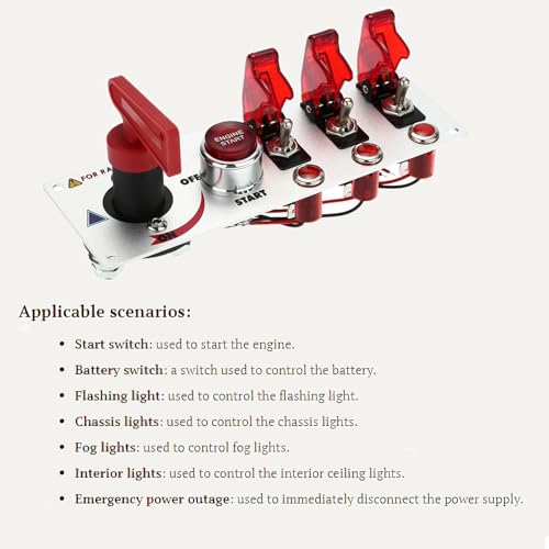 Jtron جيتورن® لوحة مفاتيح تشغيل ثلاثية مدمجة مع ملحقات لسباقات السيارات 12 فولت - Image 5