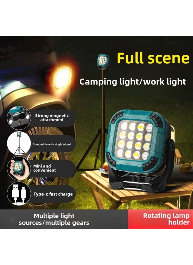 Generic Full-scene Working Lamp Multi-gear Rotating Lamp Holder Strong Magnetic Adsorption Garden Lamp Outdoor Camping Lamp Inspection Lamp-Color:W8129-3 4,56 Mini Square Work Light [engineering Yellow]  - Image 2
