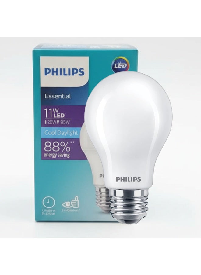 فيليبس مصباح LED بقوة 11 واط وقاعدة E27، موفر للطاقة، إضاءة بيضاء ساطعة 6500 كلفن، 1250 لومن، قاعدة E27 قياسية، عمر طويل، إضاءة صديقة للبيئة - Image 2