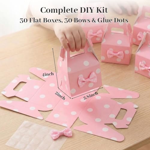 VGOODALL 30PCS Party Favor Boxes 28 2 4 inches Little Polka Dot Favor Boxes Small Pink Candy bags for Kids Candy Birthday Party - Image 3