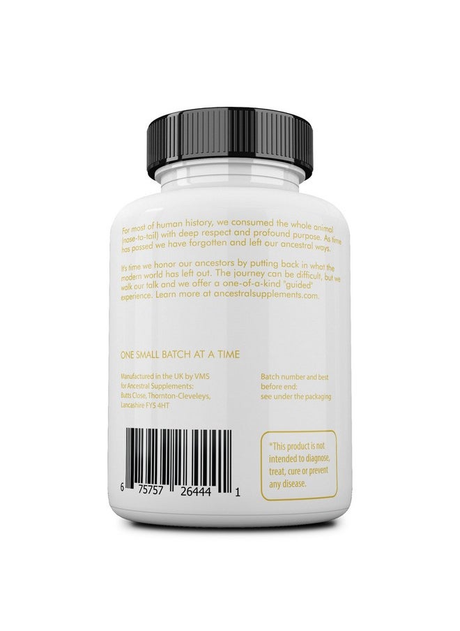 Ancestral Supplements Ancestral Supplements Grass Fed Beef Living Collagen Nutritional Powder Supplement, 3000mg, Promotes Healthier, Younger Looking Skin, Hair, Nails and Joints, Type II, 180 Capsules  - Image 2