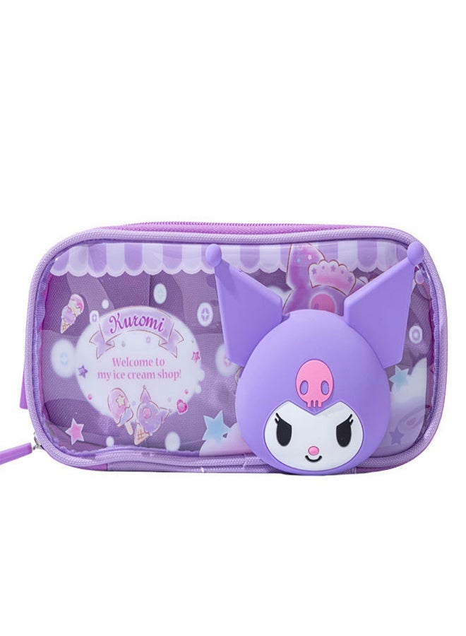 general Kuromi Cartoon Pencil Case Transparent Top Layer Spacious Storage Clear View of Contents Perfect for School Girls - Image 1