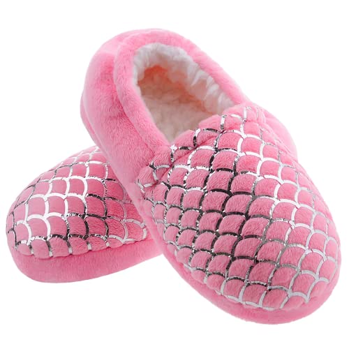 MIXIN Girls and Boys Slippers Mermaid Princess No-Slip Memory Foam Slippers Soft Rubber Sole House Shoes for Bedroom Indoor Outdoor Mermaid 3 - Image 1