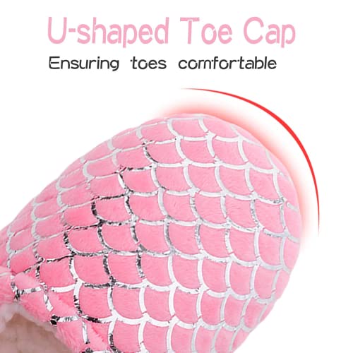 MIXIN Girls and Boys Slippers Mermaid Princess No-Slip Memory Foam Slippers Soft Rubber Sole House Shoes for Bedroom Indoor Outdoor Mermaid 3 - Image 4