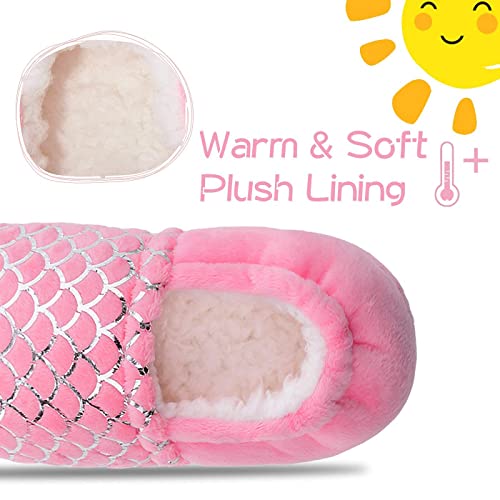 MIXIN Girls and Boys Slippers Mermaid Princess No-Slip Memory Foam Slippers Soft Rubber Sole House Shoes for Bedroom Indoor Outdoor Mermaid 3 - Image 2