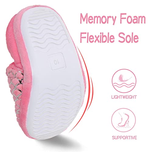 MIXIN Girls and Boys Slippers Mermaid Princess No-Slip Memory Foam Slippers Soft Rubber Sole House Shoes for Bedroom Indoor Outdoor Mermaid 3 - Image 3