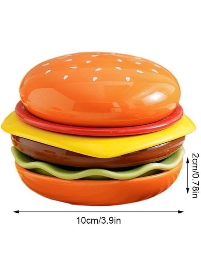 Dipping Bowls Ceramic Soy Sauce Dish, Small Serving Bowls for Side Dishes, Set of 6 Hamburger Shaped Individual Small Appetizer Plates for Condiment Side Dishes BBQ Party - Image 3