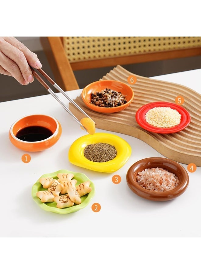 Dipping Bowls Ceramic Soy Sauce Dish, Small Serving Bowls for Side Dishes, Set of 6 Hamburger Shaped Individual Small Appetizer Plates for Condiment Side Dishes BBQ Party - Image 5