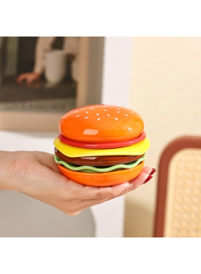 Dipping Bowls Ceramic Soy Sauce Dish, Small Serving Bowls for Side Dishes, Set of 6 Hamburger Shaped Individual Small Appetizer Plates for Condiment Side Dishes BBQ Party - Image 4