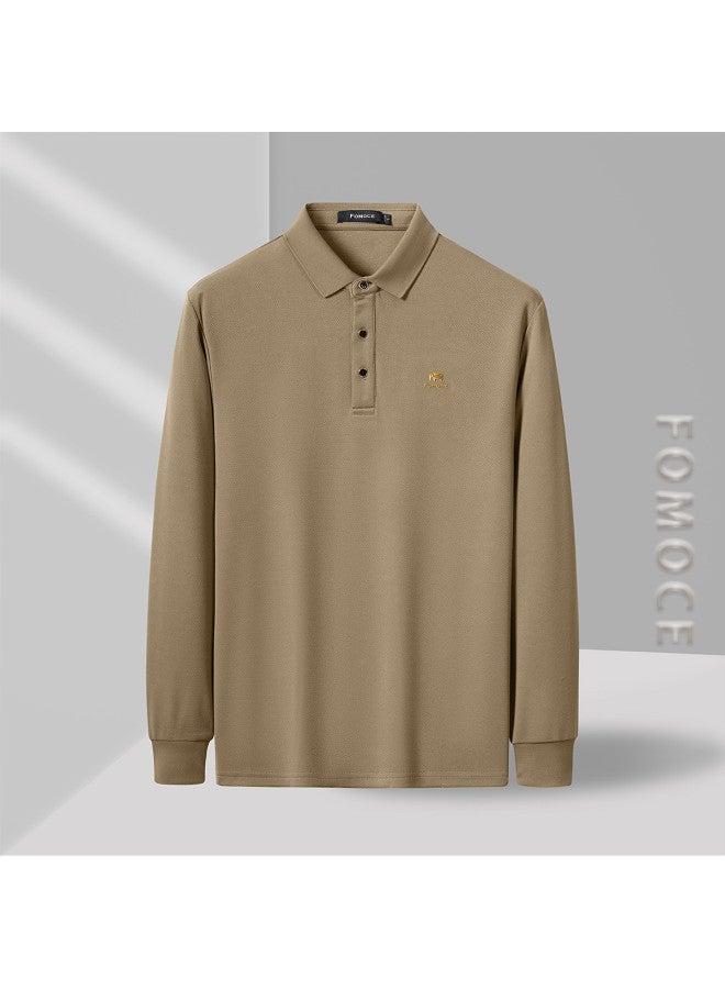 Fomoce 2024 Soft Long-sleeve Polo Shirt For Men - Business Casual T-shirt - Image 4