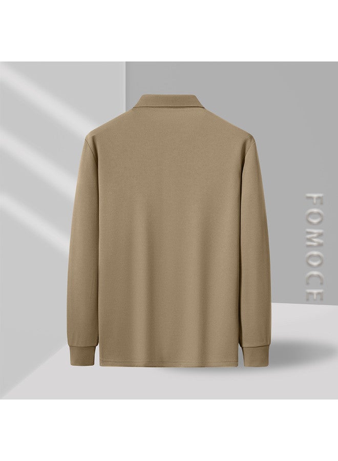 Fomoce 2024 Soft Long-sleeve Polo Shirt For Men - Business Casual T-shirt - Image 5