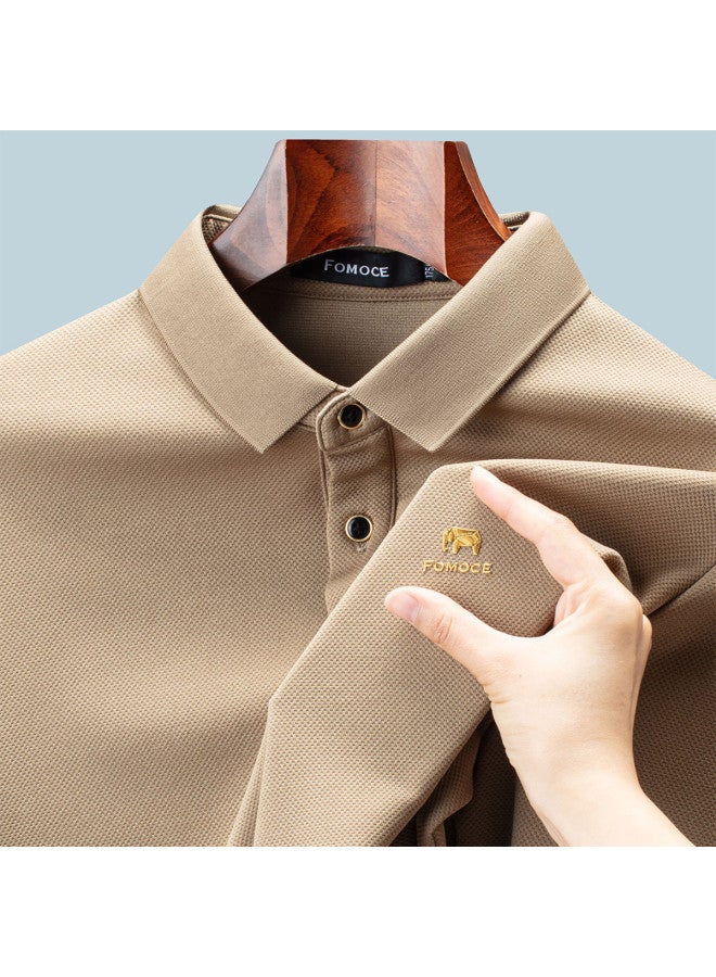 Fomoce 2024 Soft Long-sleeve Polo Shirt For Men - Business Casual T-shirt - Image 3
