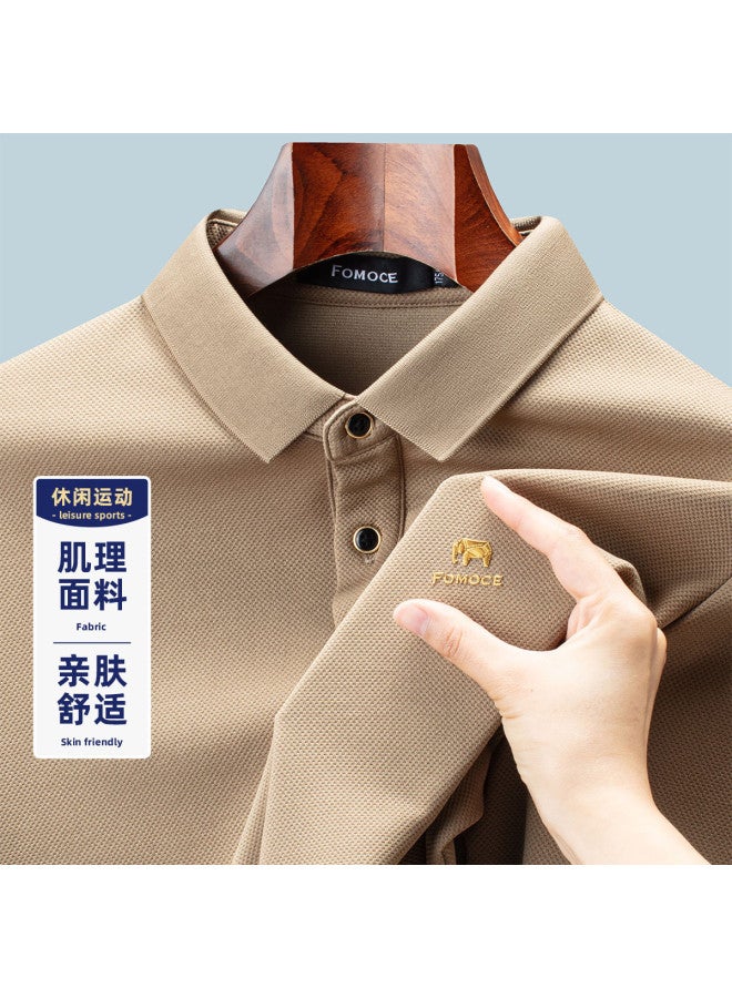 Fomoce 2024 Soft Long-sleeve Polo Shirt For Men - Business Casual T-shirt - Image 2
