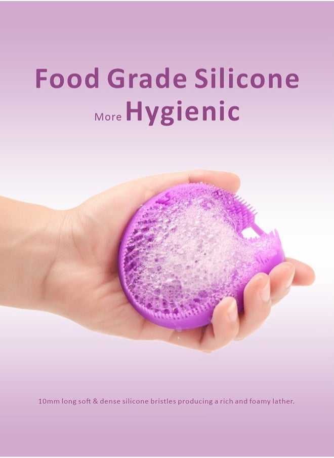 HieerBus - Silicone Body Brush, Gentle Exfoliating Shower Scrubber, Long Lasting and More Hygienic,1 Pack, Purple - Image 1