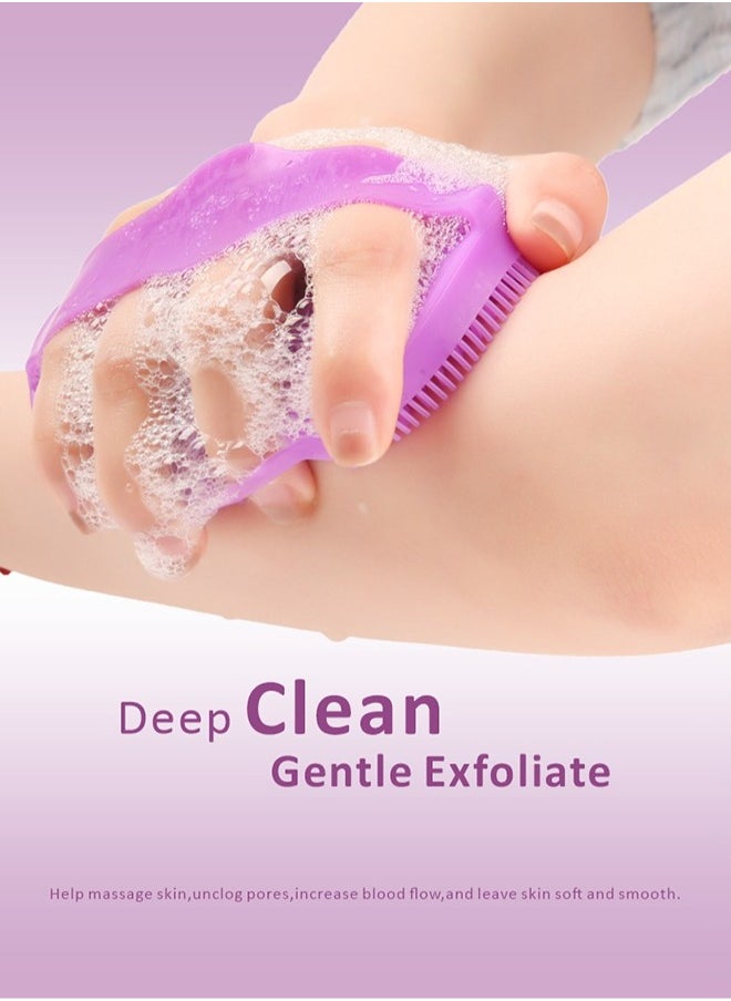 HieerBus - Silicone Body Brush, Gentle Exfoliating Shower Scrubber, Long Lasting and More Hygienic,1 Pack, Purple - Image 1