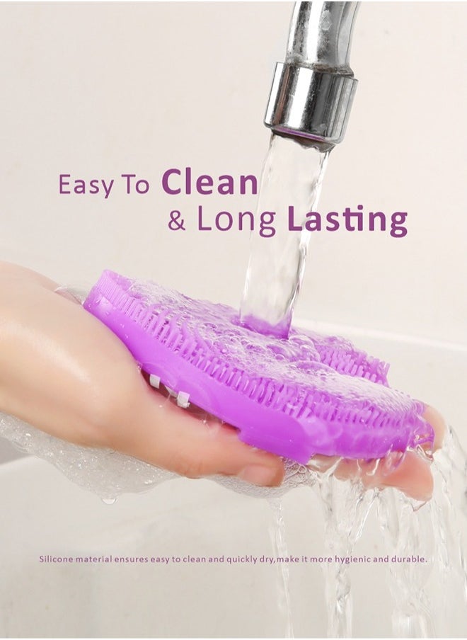 HieerBus - Silicone Body Brush, Gentle Exfoliating Shower Scrubber, Long Lasting and More Hygienic,1 Pack, Purple - Image 1