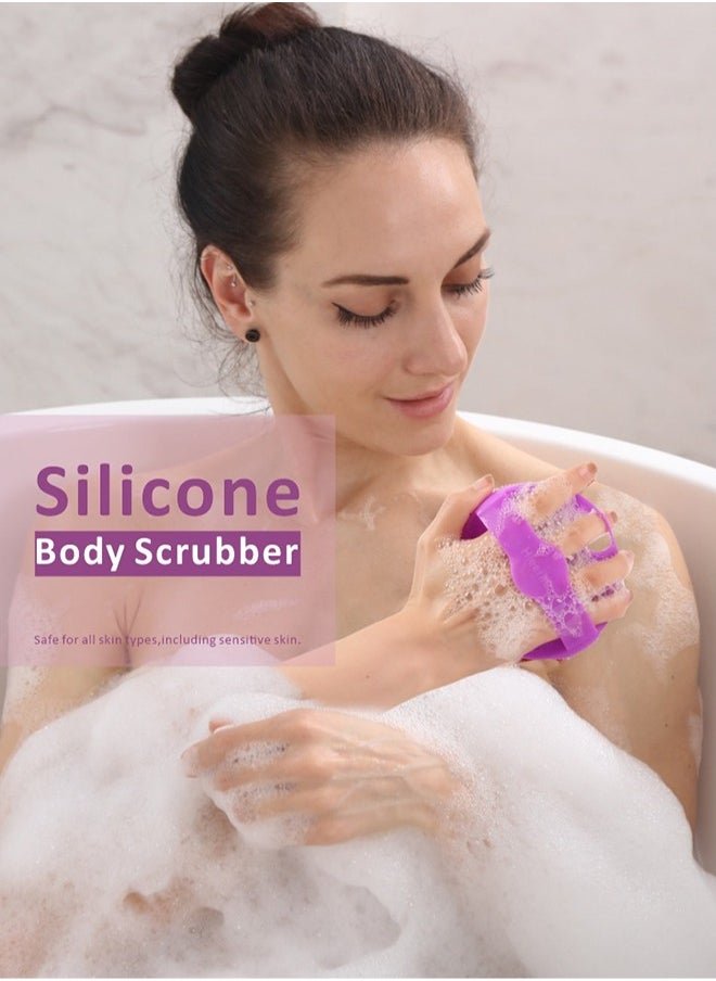 HieerBus - Silicone Body Brush, Gentle Exfoliating Shower Scrubber, Long Lasting and More Hygienic,1 Pack, Purple - Image 1
